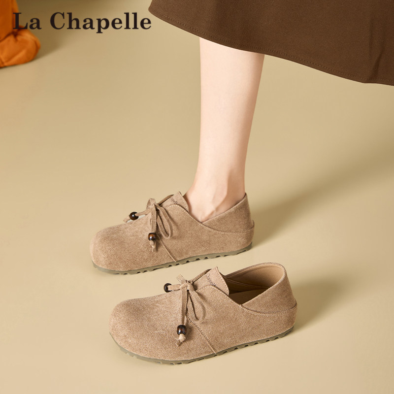 拉夏贝尔系带勃肯鞋女款2026春季新款平底两穿一脚蹬懒人复古鞋子,淘宝优惠券,粉丝福利购,淘宝优惠卷