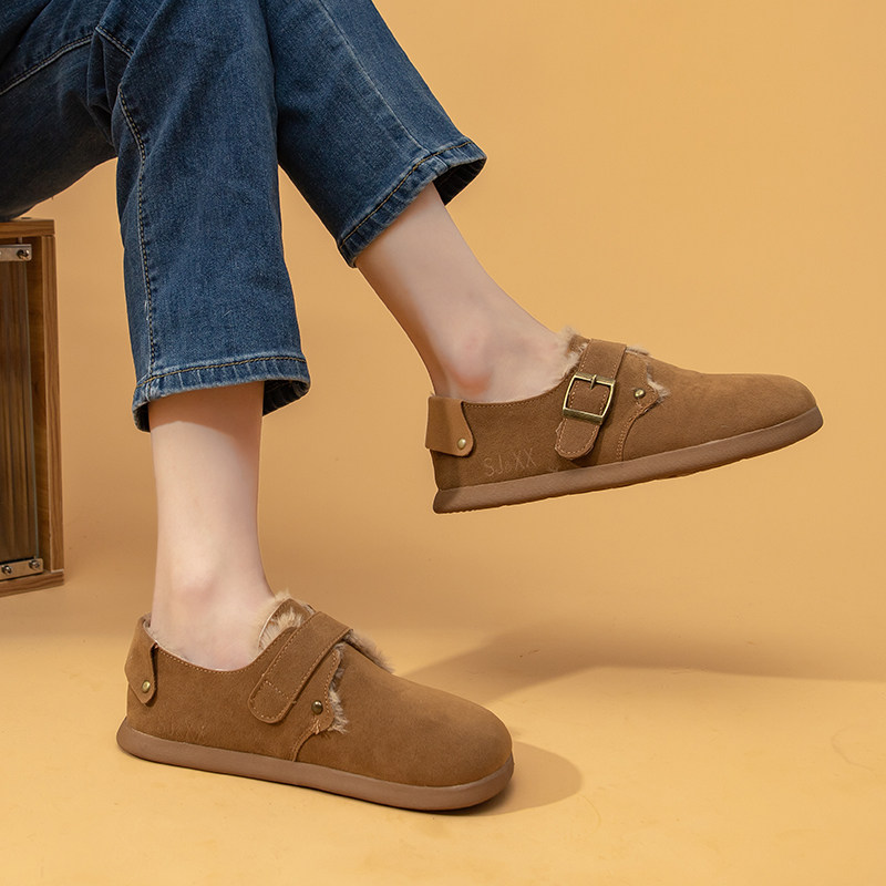 拉夏贝尔勃肯鞋女加绒冬季2026新款网红爆款保暖魔术贴博肯棉鞋子,淘宝优惠券,粉丝福利购,淘宝优惠卷