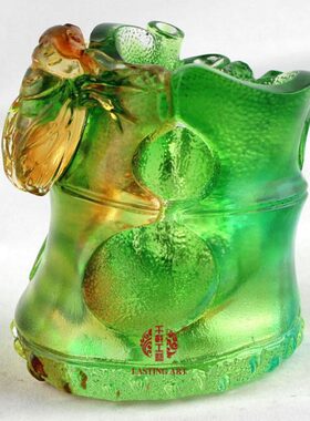 六合春 琉璃知足笔筒节节高工艺品实用办公商务礼品创意家居饰品