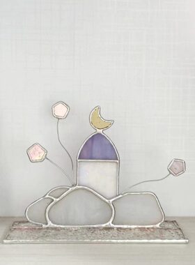 原创手工云朵房子月亮星星玻璃可爱家居摆件生日礼物送朋友闺蜜