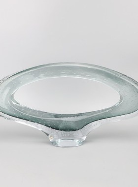 渐变墨绿色琉璃水晶摆件现代简约样板房展厅家居客厅桌面工艺饰品