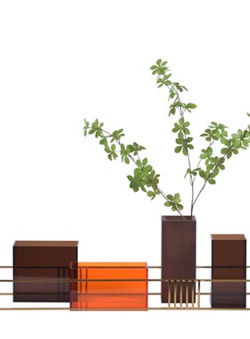 新中式花艺套装摆件样板房售楼处酒店客厅玄关洽谈桌软装饰品摆放