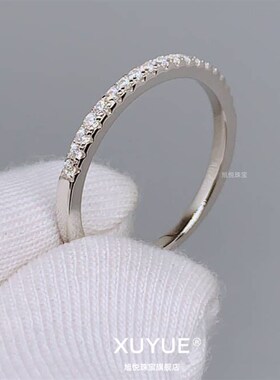 18K白金莫桑石戒指直排女不掉色高档婚戒情侣首饰钻戒送女友礼物