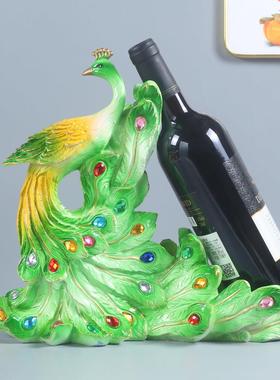孔雀红酒架摆件轻奢高档家居客厅酒柜装饰品乔迁新居送朋友闺蜜
