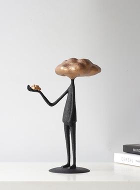 代抽B1122象铸铁人物小塑公室家居电视柜现雕展示柜艺术品办点缀