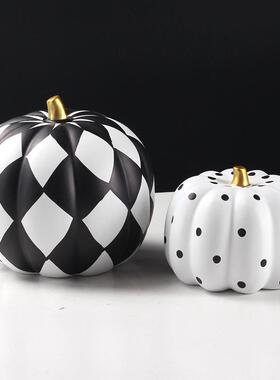 黑白波点南瓜奢摆件轻板创家居KZK酒店样房意民宿展厅客厅卧室装