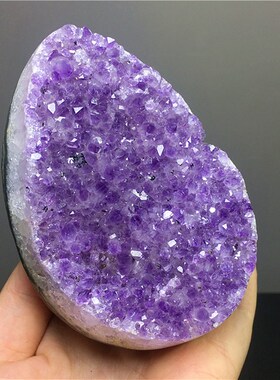 乌拉圭天然紫水晶洞恐龙蛋聚宝盆手链消磁爱心形办V公桌摆件装饰