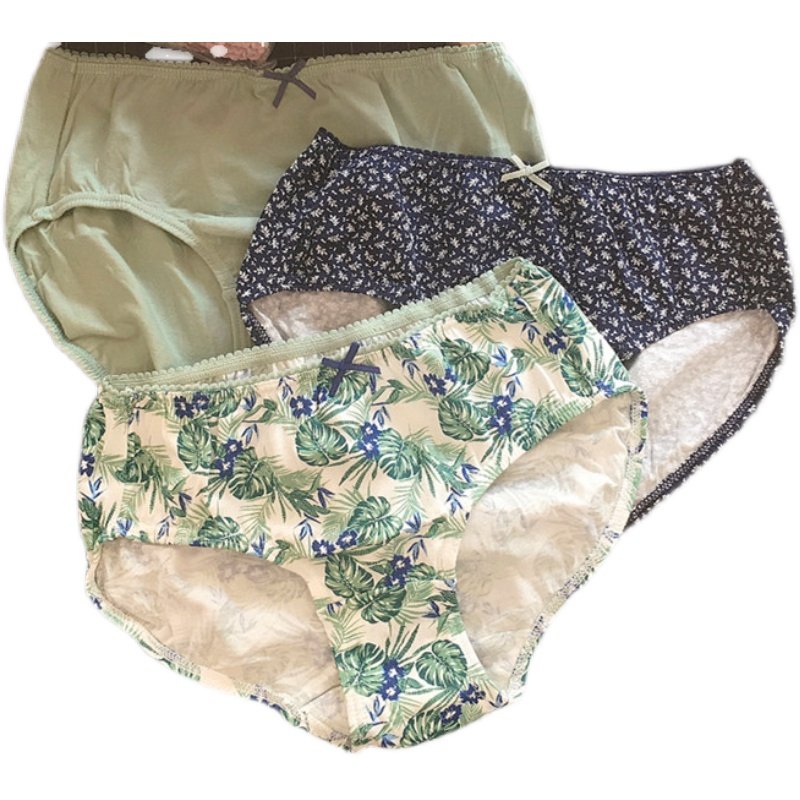 三条装韩国纯棉印花女内裤大码亲肤妈妈裤弹性中腰全棉三角裤头,淘宝优惠券,粉丝福利购,淘宝优惠卷