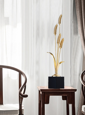 岁岁平安黄铜大麦摆件客厅玄关办公室桌面装饰品高档Y开业商务送