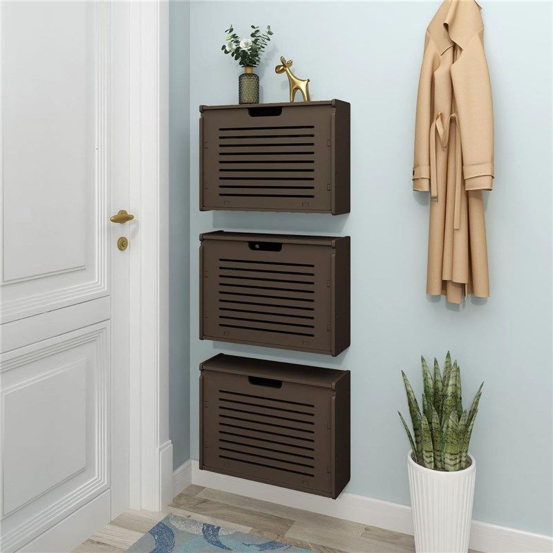 浅色咖啡色壁挂式翻斗门口简易鞋架免打孔卫生间收纳架省空间小窄,淘宝优惠券,粉丝福利购,淘宝优惠卷