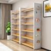 Bookshelf floor-standing multi-layer storage cabinet simple steel-wood storage rack hole J plate iron storage rack bookcase storage rack