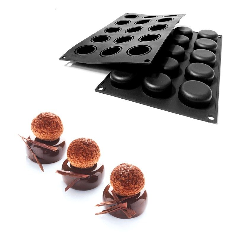 爱百巧 40mm 15连小扁圆形甜点硅胶模具一口甜品慕斯模茶歇西点模,淘宝优惠券,粉丝福利购,淘宝优惠卷