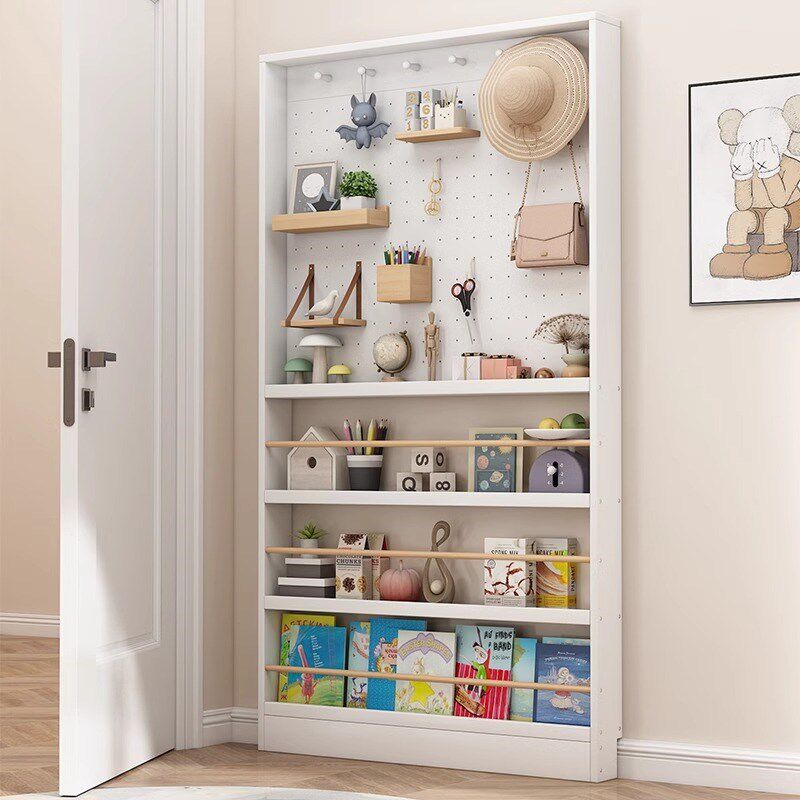 Perforated board storage rack solid wood door behind floor rack sandwich ultra-thin bookshelf L storage rack cheese thin cabinet with narrow gap