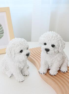 可爱的泰迪装饰品模拟小狗小狗动物比熊客厅艺术装饰黑灰色贵宾犬