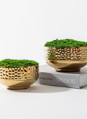 新中式HY1925轻奢青盆景售楼处洽苔谈桌茶室茶禅意植绿台花艺装饰