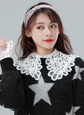 假领子女百搭白色雪纺假衣领秋冬C减龄大领子搭配毛衣衬衣装饰衣