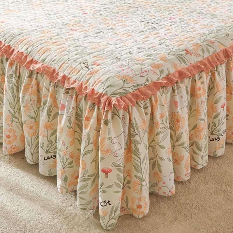 韩版夹棉床裙式床罩单件田园风小碎花床围裙加厚床单保护套四季款,淘宝优惠券,粉丝福利购,淘宝优惠卷