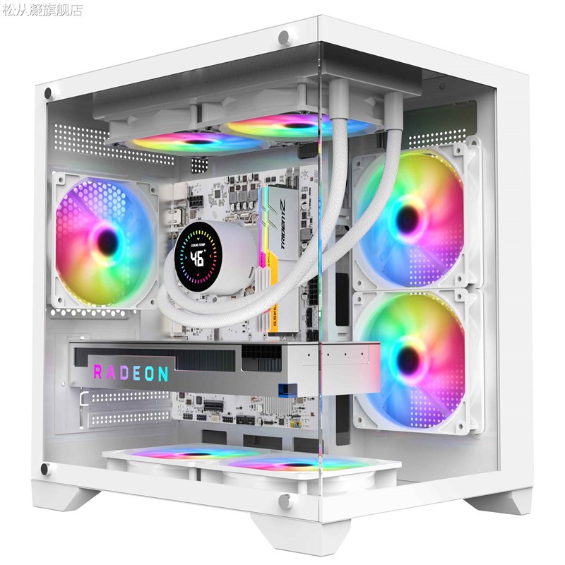 Songcongying column-free sea view room computer case desktop full-side transparent matx white 240 water-cooled mini