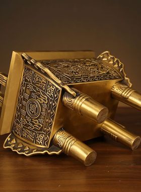 黄铜双龙盛d鼎司母戊鼎摆件办公室开业礼品乔迁装饰铜鼎特大号落