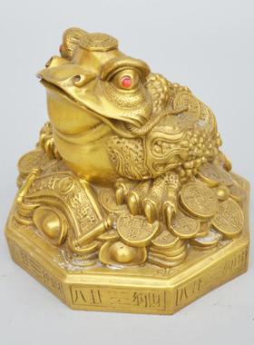 精工摆铜器铜黄金蟾黄铜件SIX铜八方金蟾进摆件财黄铜器用品