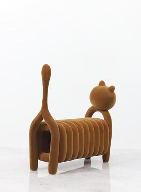 北欧意创植树脂线条镂空艺术厅猫雕塑摆件客卧室玄绒无品牌/关家