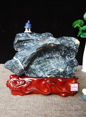 灵璧石奇石天然原石自然型桌面案头摆件客厅玄关补角实木底座收藏