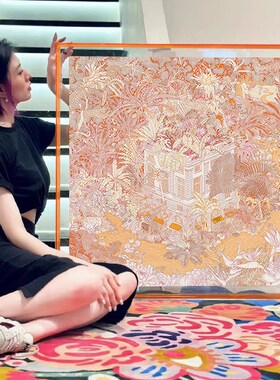 亚克力丝巾玄关装k饰画高级感小众艺术屋顶花园多巴胺挂画绿色壁