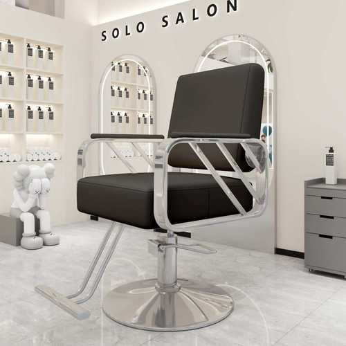 可放倒发廊座椅剪发美发椅子旋转烫染不锈钢美发店理发店椅子 - 图0