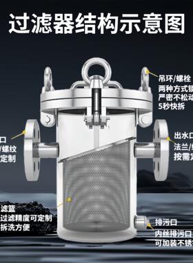 不锈钢篮式过滤器工业水处理管道除污器跨境角式反冲洗扩散过滤器