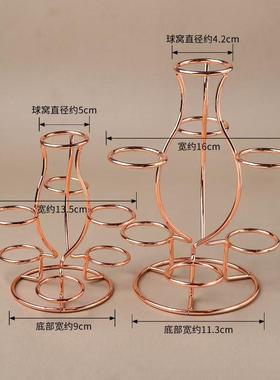 创意水晶球金属底座铁艺电镀金色银色支架七球多球托架装饰摆件