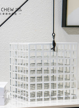 轻奢极简黑色几何摆件样板t间售楼处茶几玄关桌面金属软装饰品摆