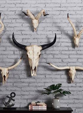 原壁始AMT羊头骨挂物挂饰墙饰饰门口挂件品仿真动羊头创意挂家居