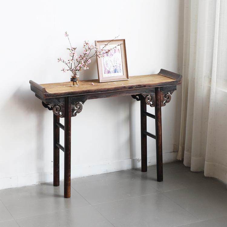 新窄中式长条架案实木简约边小柜条案置物门厅装饰复古做旧玄关垒,淘宝优惠券,粉丝福利购,淘宝优惠卷