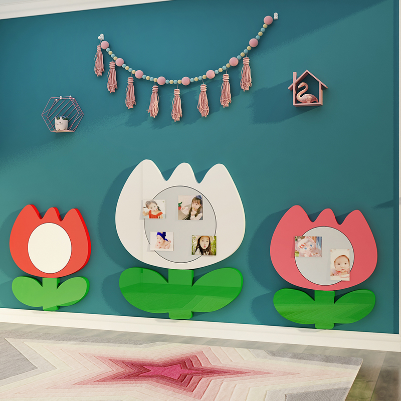 网红儿童房间布置墙面装饰品公主女孩卧室门床头背景镜子遮丑贴纸 - 图1