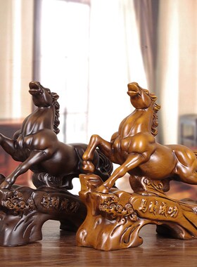 实木马到成功摆件客厅办公室桌生肖马装饰新房公司乔迁开业送礼品