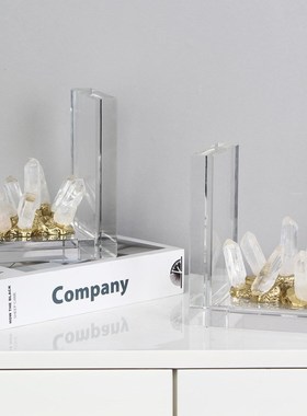 现代紫水晶书挡书立大理石书靠办公室书档样板房书房软装饰品摆件