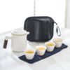 Portable travel tea set set mutton fat jade porcelain tea cup anti-scalding with tea tray simple camping quick cup for business trip