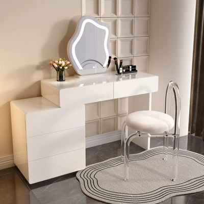 钢琴烤漆法式实木梳妆台卧室现代简约轻奢收纳柜一体奶油风化妆台,淘宝优惠券,粉丝福利购,淘宝优惠卷