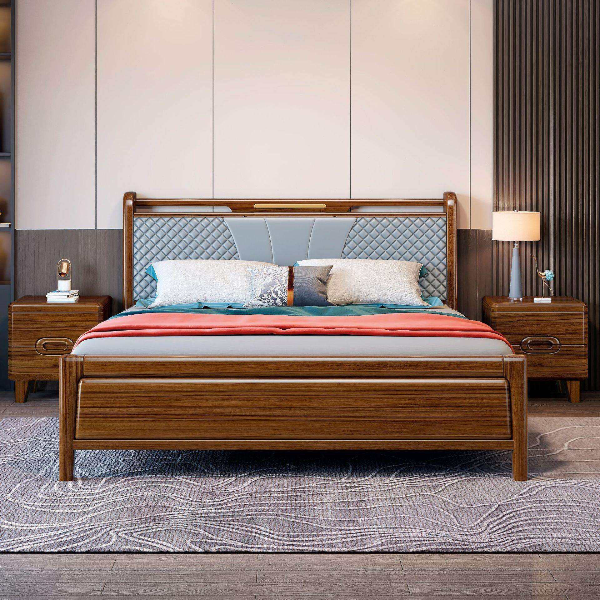 新中式乌金木实木床1.8米1.5主卧双人床高档婚床轻奢高箱储物大床,淘宝优惠券,粉丝福利购,淘宝优惠卷