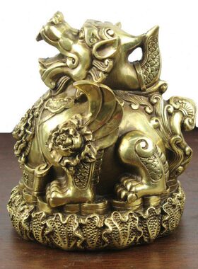 宇卓铜器铜白菜座貔貅工艺品摆件 纯铜貔貅黄铜貔貅皮丘