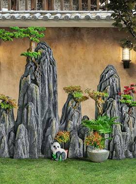 假山头造景NPM石观园布干摆假山户外中式庭布院置鱼池装景饰摆件