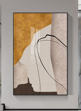 客厅沙发背景墙橙色装饰画u抽象挂画玄关现代抽象肌理感大幅落地