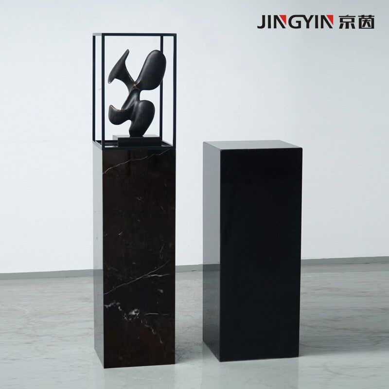 Italian minimalist marble base square stone pier entrance sculpture booth living room decorative flower Z frame sofa side table