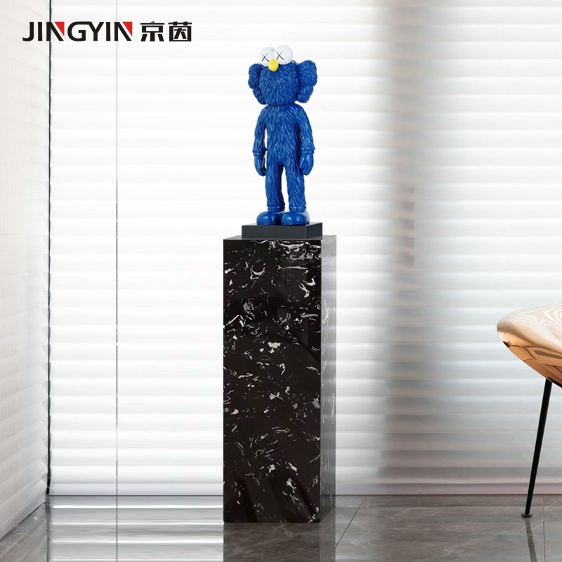 Italian minimalist marble base square stone pier entrance sculpture booth living room decorative flower Z frame sofa side table