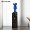 Italian minimalist marble base square stone pier entrance sculpture booth living room decorative flower Z frame sofa side table