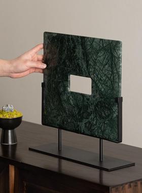 饰匠十高级件感意式轻奢RZB-2823祖母绿大三理石摆高端办公室方形