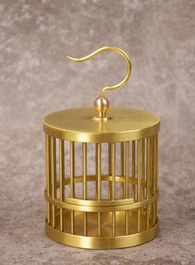 达全黄铜笼创器意铜器铜鸟笼手摆件鸟鸟笼装饰品铜摆宏件