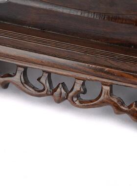 黑檀安PAKDZ103扣玉摆件架子平瓷雕刻石底座红木普盘洱茶托架展示