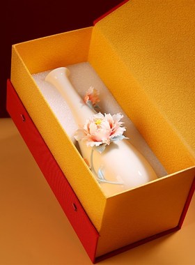 非遗手工新中g式陶瓷美人花瓶轻奢高级感客厅博古架插花摆件装饰