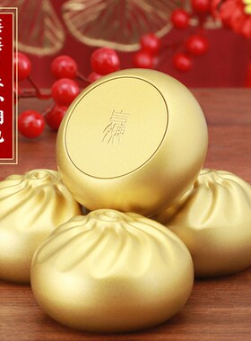 铜包子包赚包赢朱蒸蒸日上包炳送礼招财纯黄铜仁开业摆件收纳桌面